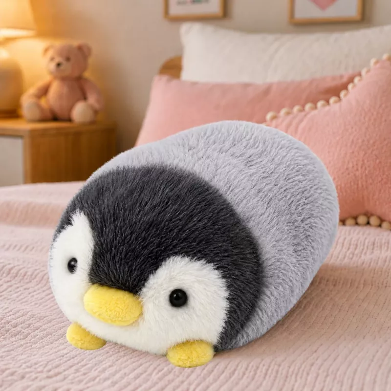 LEAN TOYS pluchen pinguïn zacht knuffeldier wit en grijs 16 cm