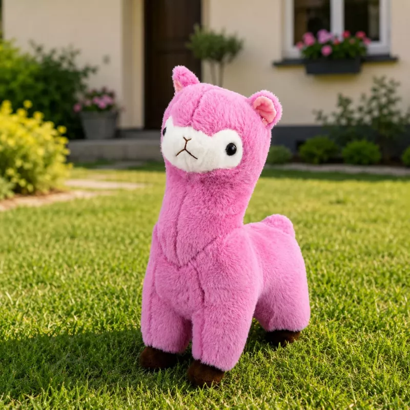 LEAN TOYS pluchen alpaca lama knuffeldier zachte vacht roze 38 cm