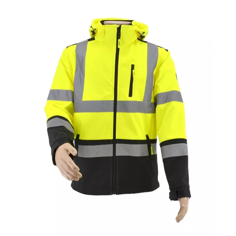 AWTOOLS softshelljack T3 met hoge zichtbaarheid, reflecterend, zwart, maat S