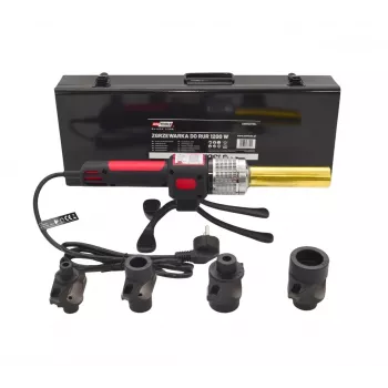 AWTOOLS 1200W moffellaseenheid voor PVC PP PE PB PPR buizen, 16-32mm, 4 mondstukparen, instelbare thermostaat, metalen behuizing