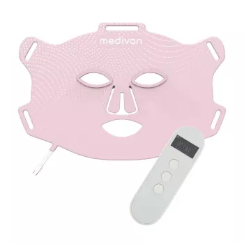 Medivon LED-licht gezichtsmasker Lumi Fit – 7-kleuren fotonentherapie met 192 LED's, draadloze afstandsbediening, oplaadbaar