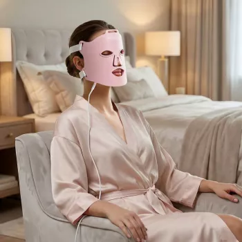 Medivon LED-licht gezichtsmasker Lumi Fit – 7-kleuren fotonentherapie met 192 LED's, draadloze afstandsbediening, oplaadbaar