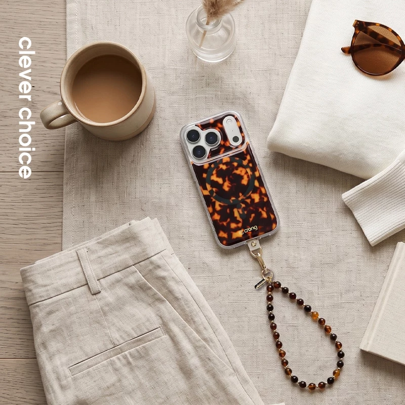 Crong Phone Charm lanyard - schildpadpatroon kralenkoord