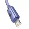 Baseus Crystal Shine Lightning naar USB-A kabel 1,2 m paars, 2,4 A snelladen