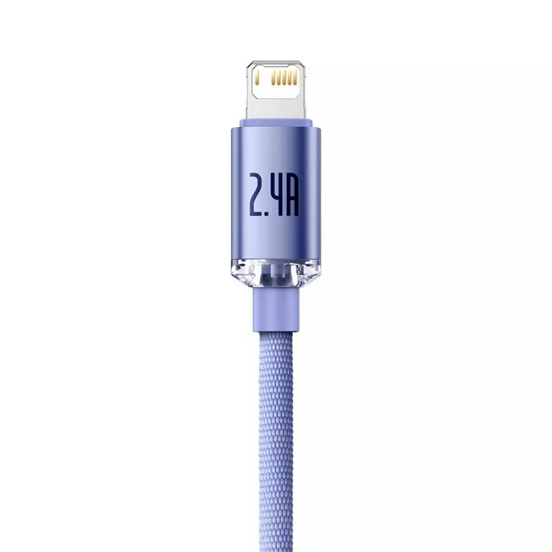 Baseus Crystal Shine Lightning naar USB-A kabel 1,2 m paars, 2,4 A snelladen