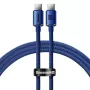 Baseus USB-C naar USB-C Crystal Shine kabel 100W 1,2m blauw