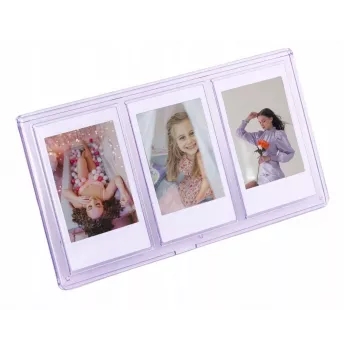 LOVEINSTANT staande driedubbele fotolijst voor Instax Mini & Zink 2x3 inch prints – paars