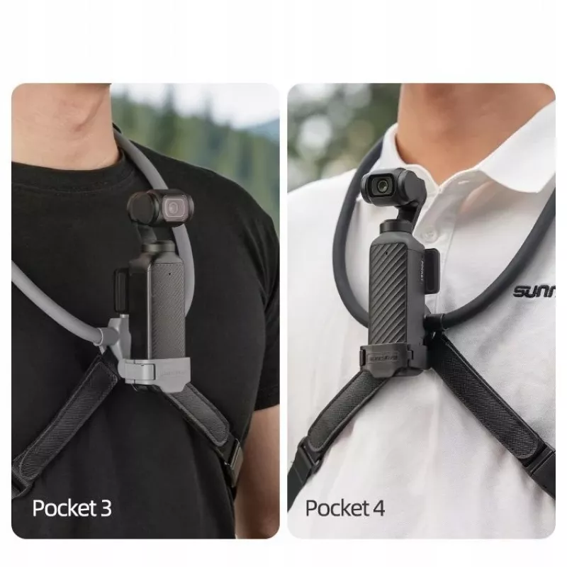 SUNNYLIFE flexibele neksteun voor DJI Osmo Pocket 3/4, POV-actiecamera's, zwart