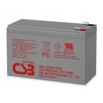 CSB HRL1234WF2 12V 9Ah langdurige VRLA-batterij – 8-10 jaar ontwerplevensduur, Faston F2-aansluitingen