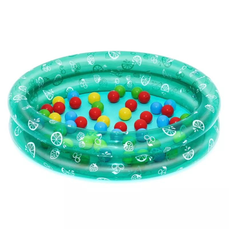 Bestway 51141 opblaasbaar tuinzwembad met 50 ballen, transparant met stippen, 91 cm