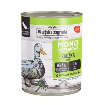 WIEJSKA ZAGRODA Mono Duck natvoer voor honden – 800g blik, graanvrij, met één enkele eiwitbron