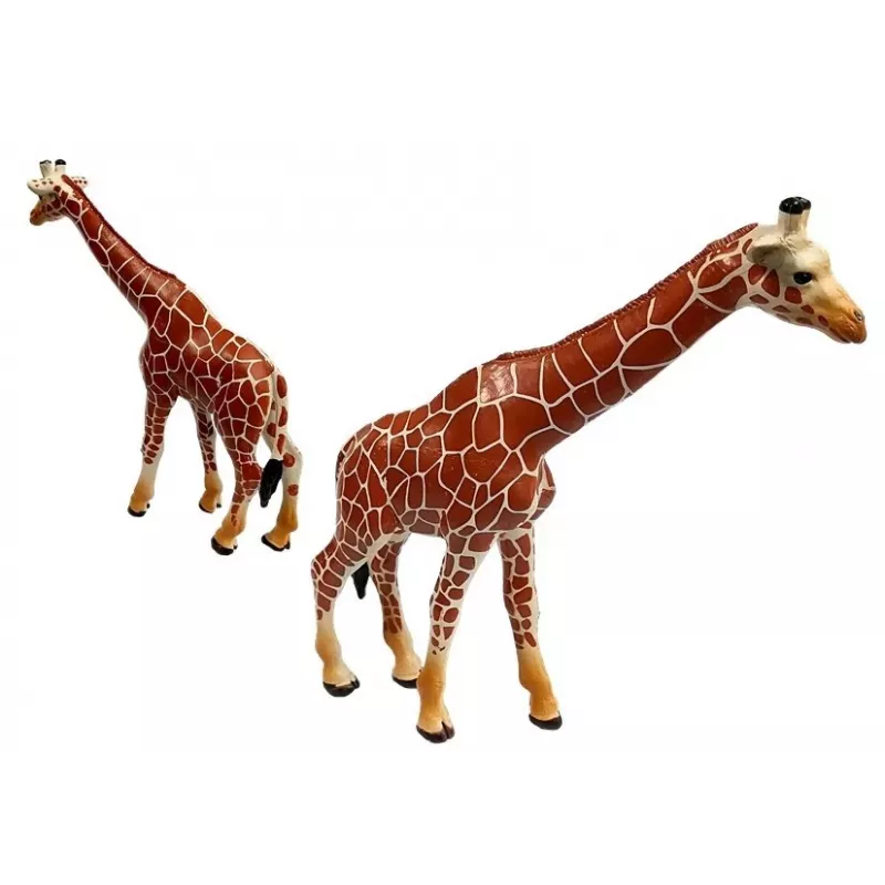 LEAN TOYS giraffenfiguren educatief speelgoed familie 3 delen + Afrika achtergrond