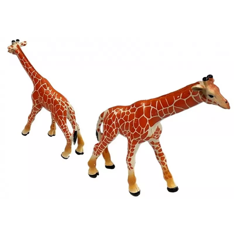 LEAN TOYS giraffenfiguren educatief speelgoed familie 3 delen + Afrika achtergrond