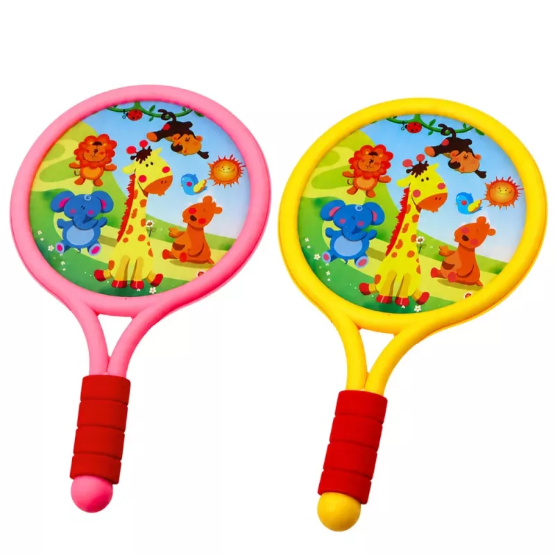 LEAN TOYS kinder badmintonrackets dieren geel roze