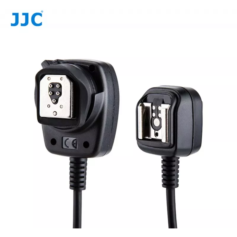 JJC FC-E3 off-camera TTL-flitssynchronisatiekabel voor Canon EOS, 1,3 m spiraalkabel, E-TTL II doorkoppeling