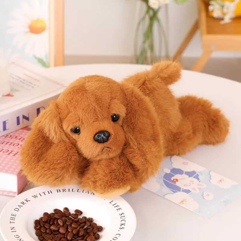 LEAN TOYS pluche cockerspaniël hond met verzwaarde poten bruin 30 cm