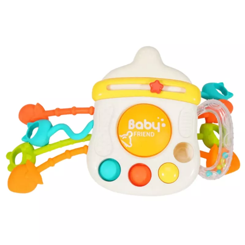 LEAN TOYS sensorisch speelgoed bijtring rammelaar voor peuters fles 3in1