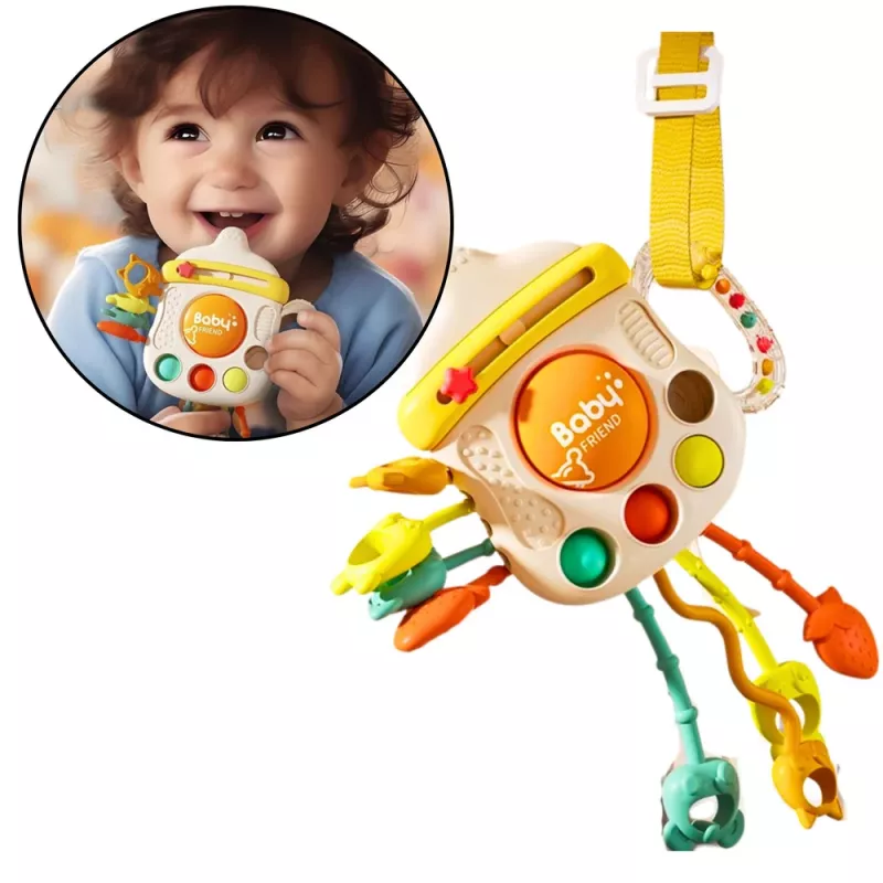LEAN TOYS sensorisch speelgoed bijtring rammelaar voor peuters fles 3in1
