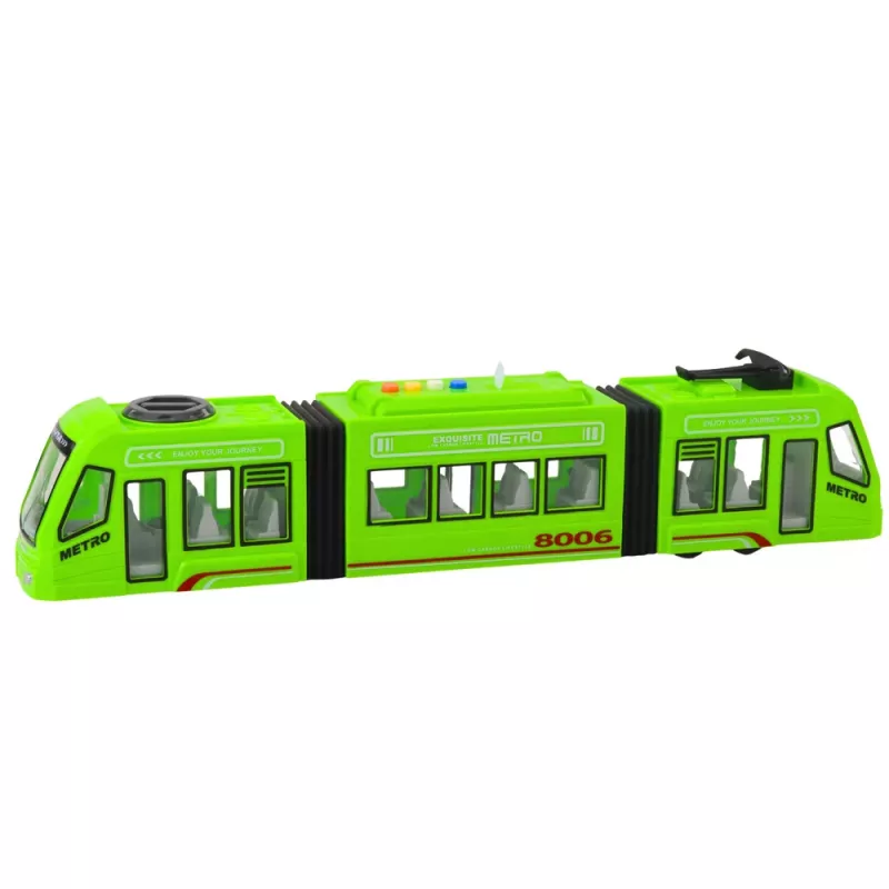 LEAN TOYS City Metro tram met deuren, licht en geluid, groen 1:16