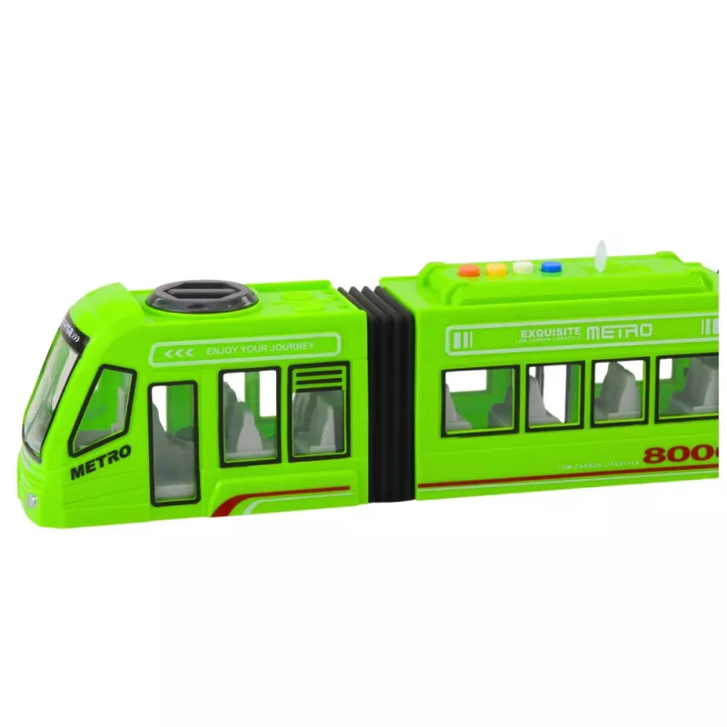 LEAN TOYS City Metro tram met deuren, licht en geluid, groen 1:16