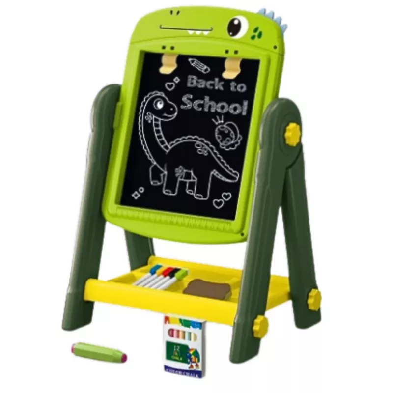 LEAN TOYS dubbelzijdig magnetisch whiteboard-bord dinosaurus groen met accessoires