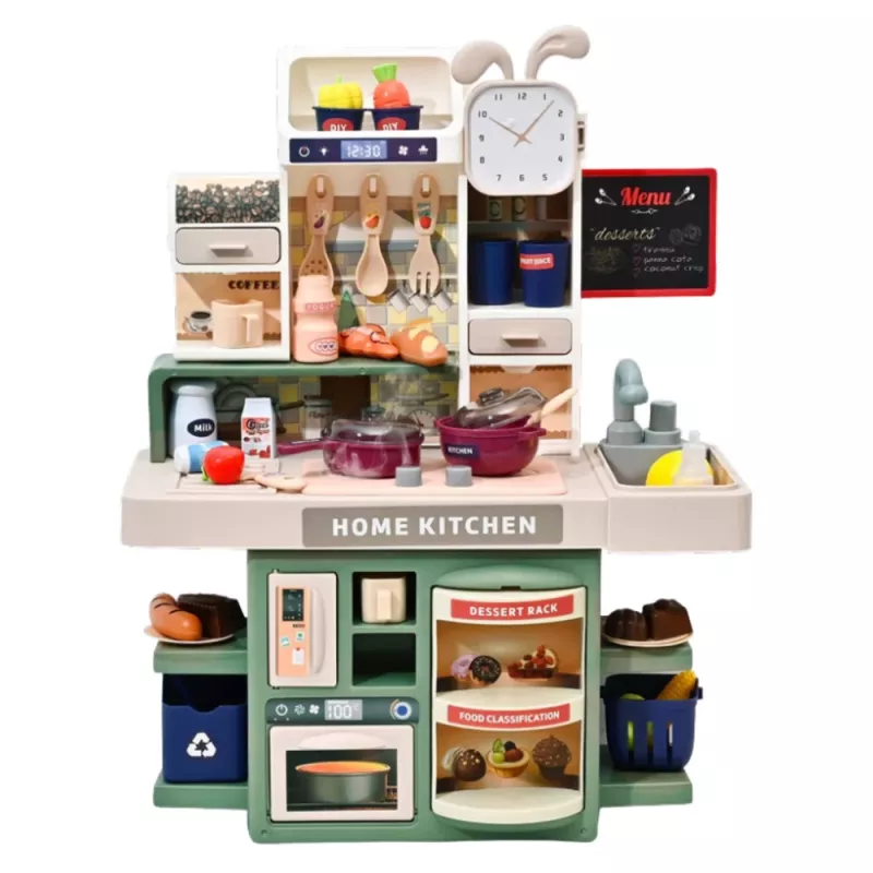 LEAN TOYS kinderspeelkeuken met water, stoom, licht en geluid, 33 accessoires, veelkleurig