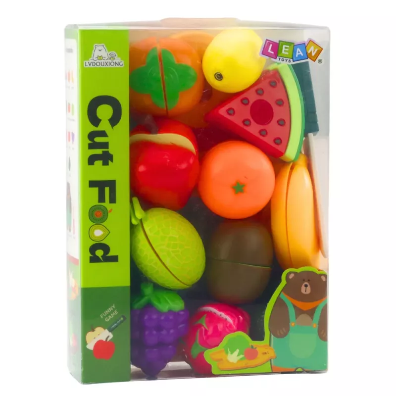 LEAN TOYS fruit snijset met plank en mes, educatief accessoire voor kinderen