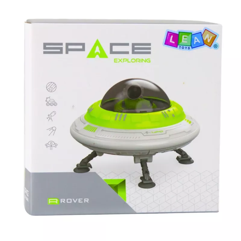 LEAN TOYS UFO-ruimteschip met astronautenfiguur, lichten en geluiden, groen