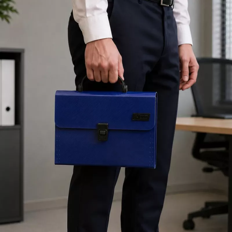 LEAN accordeon-organizer voor documenten, 13 vakken, blauw, A4