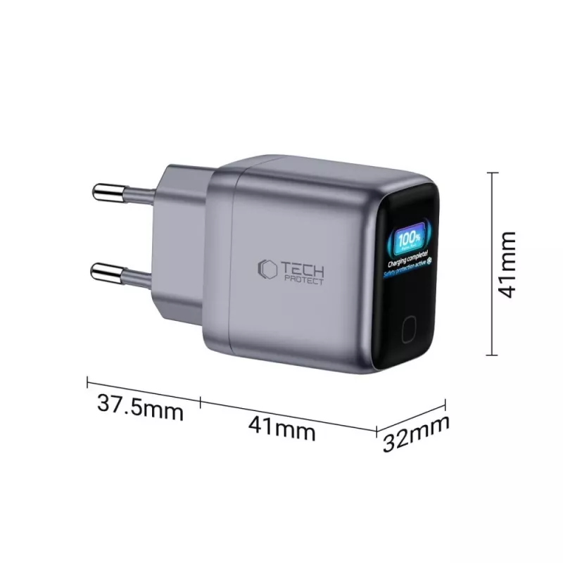 TECH-PROTECT POWERVISION NC45W-GAN 1-poorts netlader PD 45W donkergrijs