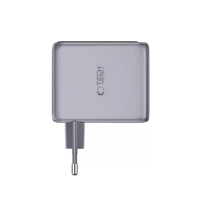 TECH-PROTECT PowerVision NC100W GaN 100W 3-poorts USB-C PD & USB-A QC3.0 wandlader - donkergrijs