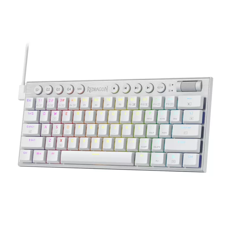 Redragon K632 HORUS Mini 60% RGB bedraad gaming-toetsenbord - wit