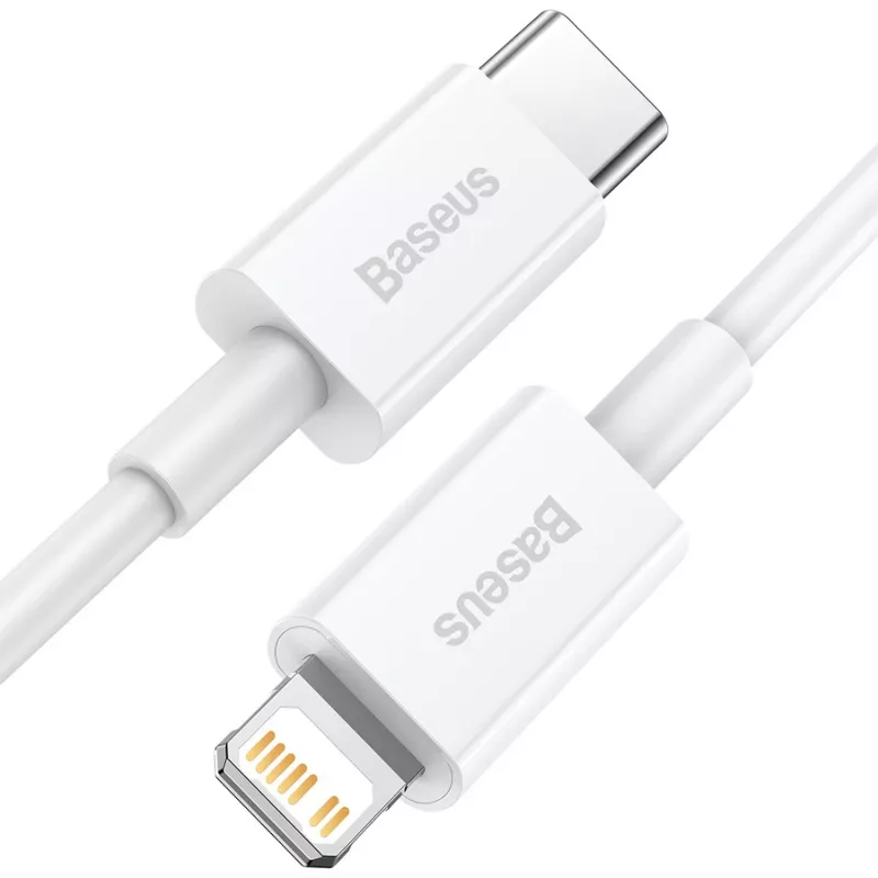 Baseus Superior Series USB-C naar Lightning kabel 0,25 m wit, 20W PD snelladen & datasync