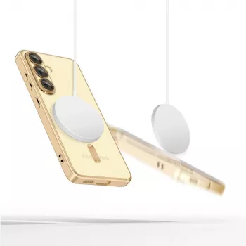 Tech-Protect Magflex MagSafe Samsung Galaxy S25 Edge hoes shiny gold