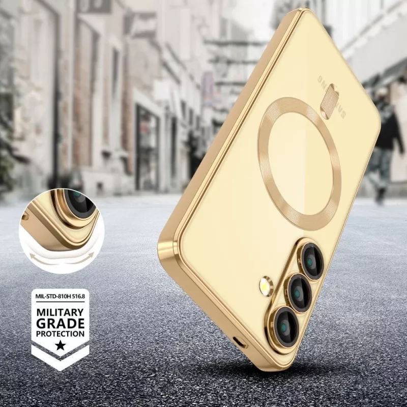 Tech-Protect Magflex MagSafe Samsung Galaxy S25 Edge hoes shiny gold