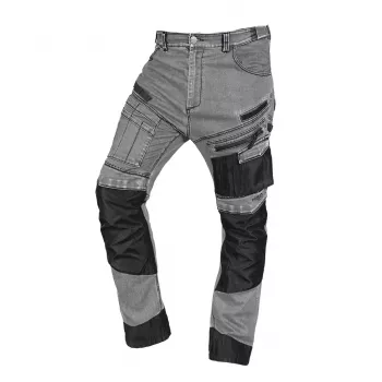 NEO TOOLS 81-360-2-L denim werkbroek met Oxford-versterkingen, grijs, maat L