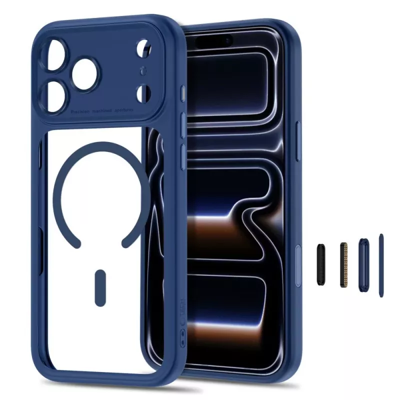 TECH-PROTECT MagPeak MagSafe Clear Case voor iPhone 17 Pro Max / 18 Pro Max – diepblauw