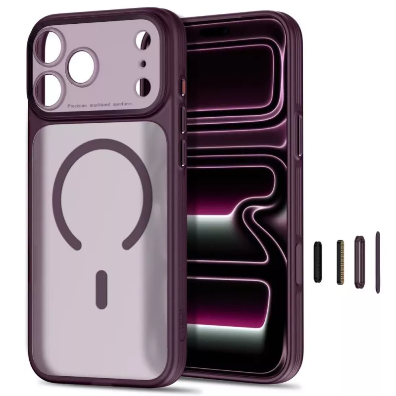 TECH-PROTECT MagPrime MagSafe Clear Case voor iPhone 17 Pro / 18 Pro - mat donker kersrood