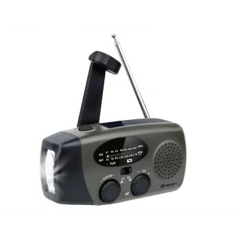 TRACER EXPLORER PRO expeditieradio met zonnepaneel, handzwengel, NOAA-weerband, AM/FM, LED-zaklamp en USB-powerbank