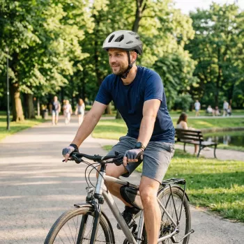 Vayox Active fietshelm met LED-licht, wit-zwart, maat M (54-58 cm)