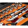 NEO TOOLS 1/2 inch dopsleutelset, 23-delig, chroom-vanadiumstaal, DIN 3124