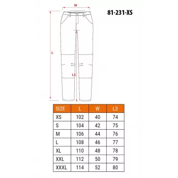NEO Tools 81-231-XS beschermingsbroek, grijs met groene accenten, maat XS, 100% katoen, 270 g/m², CE-gecertificeerd