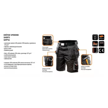 NEO TOOLS HD werk-shorts met afneembare zakken, maat LD/54, Ebony