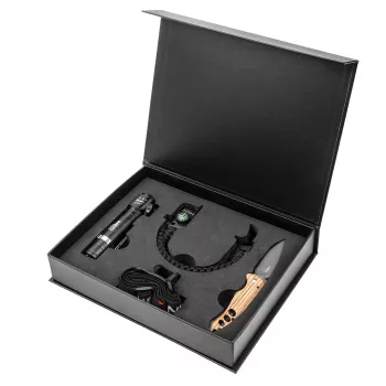 NEO TOOLS 3-delige outdoor survival set met 120 lumen COB LED-hoofdlamp, 5-in-1 paracord-armband en opvouwbaar mes van roestvrij staal