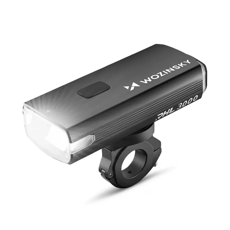 WOZINSKY 3000 lumen USB-C oplaadbare fietsverlichting met powerbankfunctie - zwart