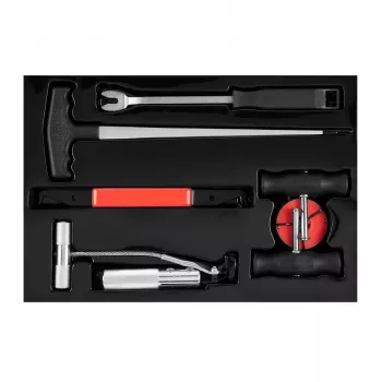 NEO TOOLS TOP-11-819 7-delige voorruitverwijderingsset met 22 m vierkantdraad, draadgrepen, inrijger, priem, trimtool, draadgreep, kunststof koffer