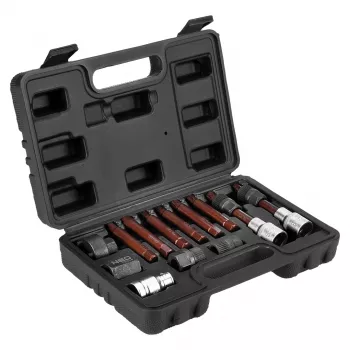 NEO TOOLS trekkerset voor vrijlooppoelies van de dynamo, 13-delig, chroom-vanadiumstaal, 1/2 inch aandrijving, spline-/Torx-/inbussleutels