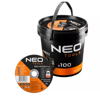 NEO TOOLS doorslijpschijven 41A 60 S BF - 125x1,0x22,23 mm STAAL/INOX, 100 stuks in emmer