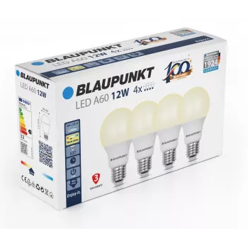 Blaupunkt LED-lamp E27 A60 12W, 1200 lm, 2700 K, 4 stuks (BLAUPUNKT-E27-12W-WW-4)