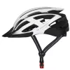WOZINSKY MTB fietshelm met afneembare klep en USB-achterlicht 54-57 cm - zwart-wit